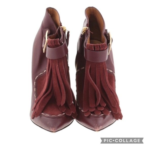 Authentic Pollini Leather Fringe Buckle Bootie - Picture 2 of 3
